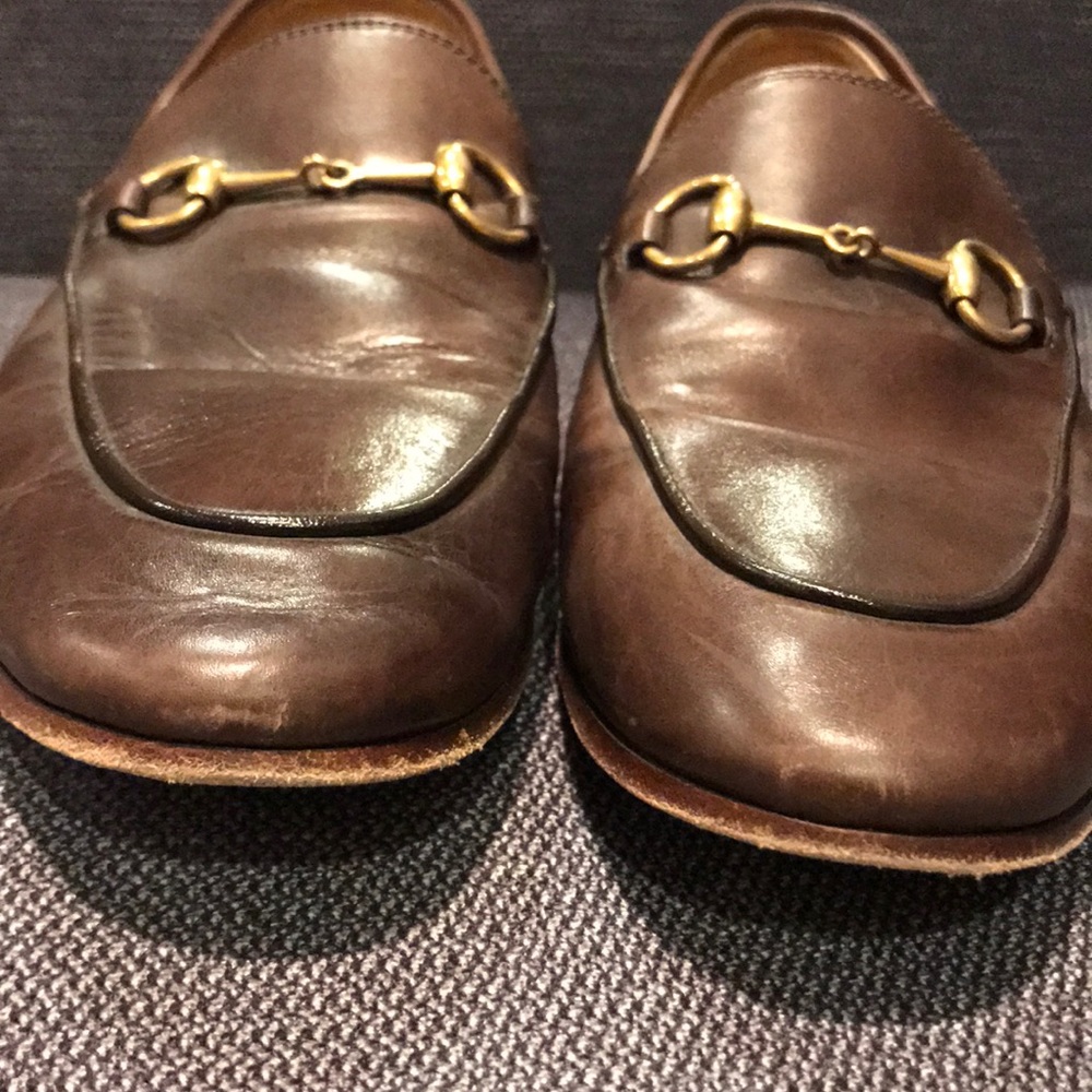 GUCCI Jordaan Leather Loafers Dark Brown Size 39 - Picture 3 of 7